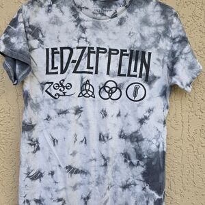 LED Zeppelin Woman Tye Dye XS Officially Licensed White And Gray Rock T Shirt